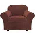 Rich Velvet Stretch 2 Piece Cover Chair Slipcover Sofa Cover Furniture Protector Couch Soft with Elastic Bottom Chair Couch Cover Width Up to 49 Inch (1 Cushion Chair / Burnt Brick)