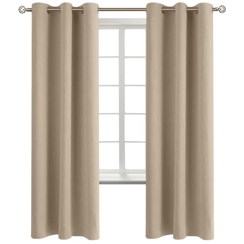 Sand Room Darkening Curtains 72 Inch for Bedroom (Sand / 42"W x 72"L (Pack of 2))