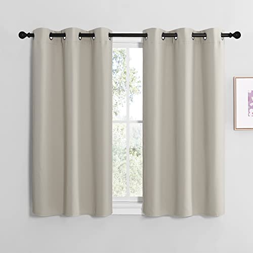 Modern Blackout Curtains Noise Reducing (Natural / 42"W x 40"L (Pack of 2))