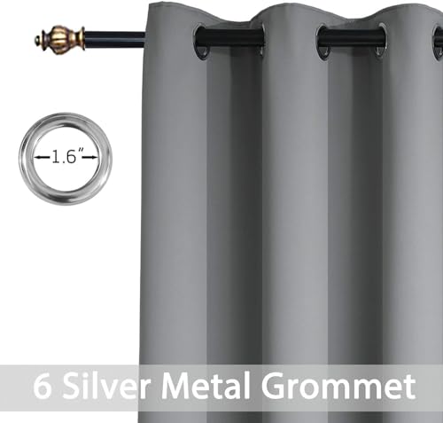Blackout Curtains Room Darkening Thermal Insulated Window Panels (Grey / 38"W x 90"L (Pack of 2))