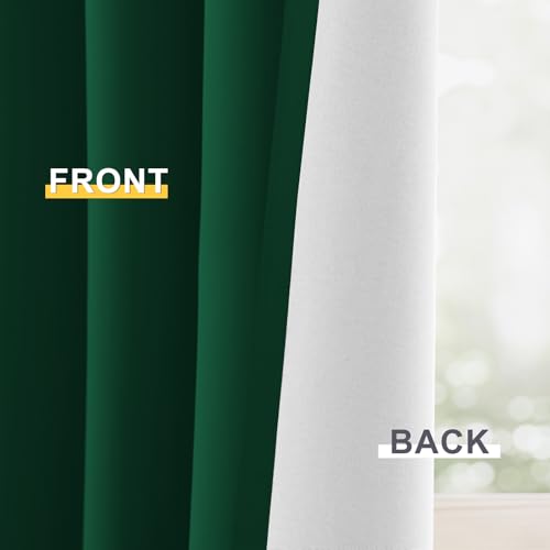 Dark Green 100% Blackout Curtains 84 Inches Long 50" Wide 2 Panels (50"W x 84"L (Pack of 2) / Dark Green With White Backing)