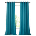 Semi Sheer Curtains Flax Linen Texture (52"W x 96"L (Pack of 2) / Peacock Green)