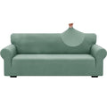 1 Piece Jacquard Couch Covers for 3 Cushion Couch Living Room High Stretch Sofa Cover Pets Dogs Friendly Anti Slip Thickened Slipcovers Furniture Protector (Large (71"-90") / New Pattern Pea Green)