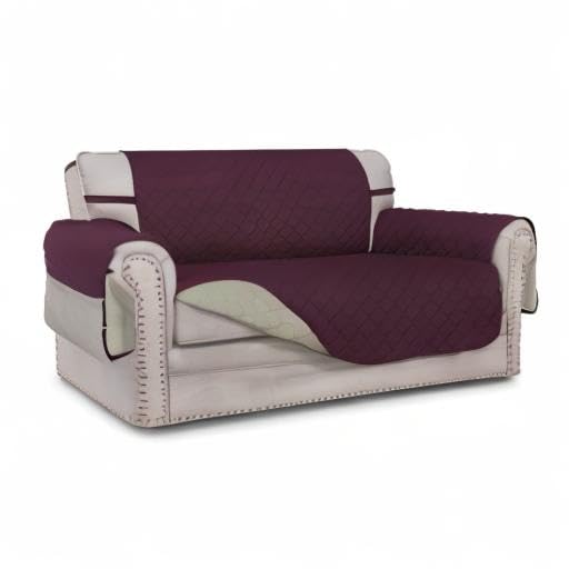 Reversible Couch Cover (Wine/Beige / Medium Loveseat)