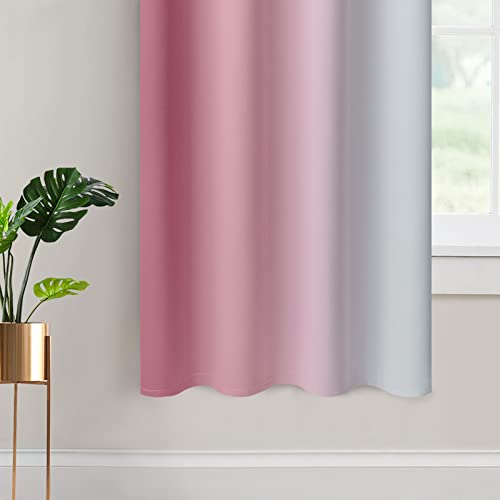 Ombre Curtains Pink and Greyish White for Living Room (52"W x 63"L (Pack of 2) / Pink)