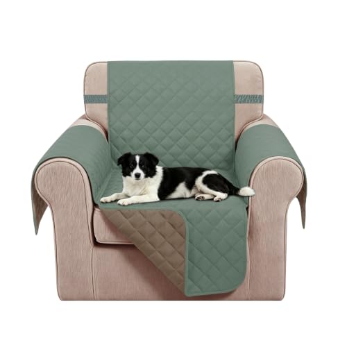 Reversible Recliner Chair Covers (Greyish Green/Taupe / 23'' Chair)