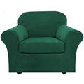 Rich Velvet Stretch 2 Piece Cover Chair Slipcover Sofa Cover Furniture Protector Couch Soft with Elastic Bottom Chair Couch Cover Width Up to 49 Inch (1 Cushion Chair / Green)
