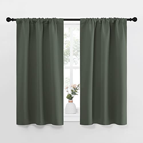 Bedroom Curtains Blackout Draperies (Dark Mallard / 34"W x 45"L (Pack of 2))