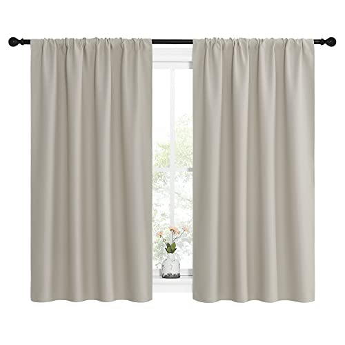 Blackout Curtains for Living Curtains (Natural / 42"W x 54"L (Pack of 2))