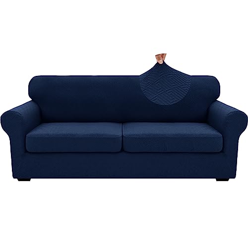 3 Piece Stretch Sofa Cover (71"-91"(2 Cushions) / Navy Blue)
