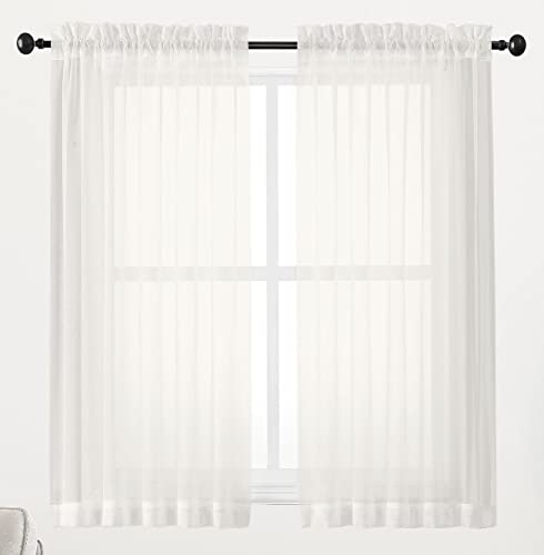 Ivory Sheer Window Curtain Panels 45 Inch (Ivory / 42"W x 45"L (Pack of 2))