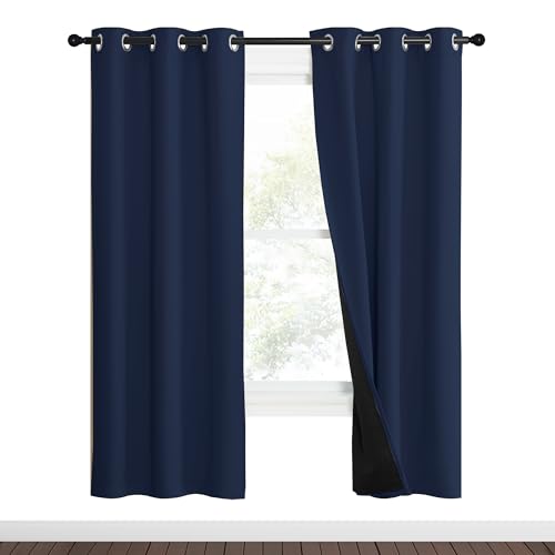 100% Blackout Curtain Set (Navy / 37"W x 70"L (Pack of 2))
