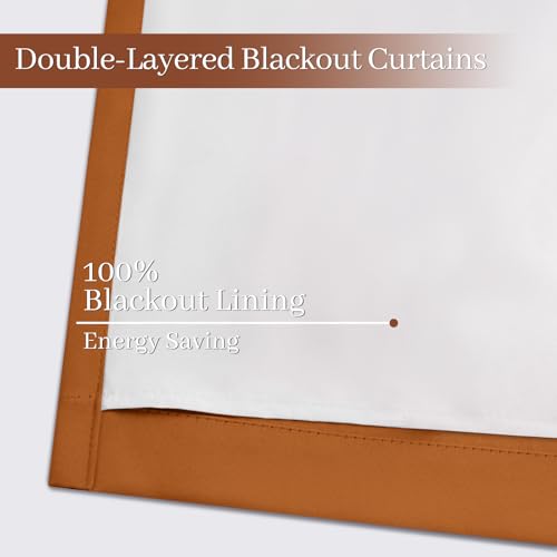 100% Blackout Curtains 52x72 inch Length Burnt Orange (Burnt Orange / 52"W x 72"L (Pack of 2))