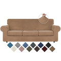 4 Pieces Couch Cover for Sofa Velvet Sofa Covers Washable (Large / Camel)