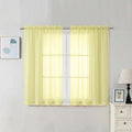 Sheer Curtains 45 Inch Long 2 Panels (Light Yellow / 42"W x 45"L (Pack of 2))