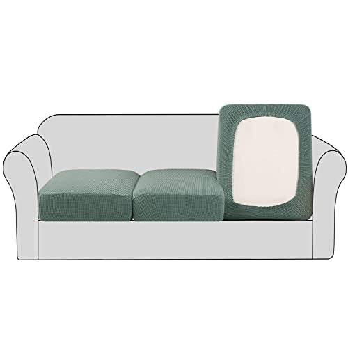 Super Stretch Couch Cushion Covers Sofa Cushion Slipcovers Jacquard Fabric Individual Seat Couch Slipcover Sets for Pets with Elastic Bottom (Sage)