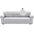 1 Piece Jacquard Couch Covers for 3 Cushion Couch High Stretch Sofa Cover for Pets Dogs Anti Slip Extra Large Sofa Slipcovers Furniture Protector (X-Large (91"-112") / New Pattern Silver Grey)