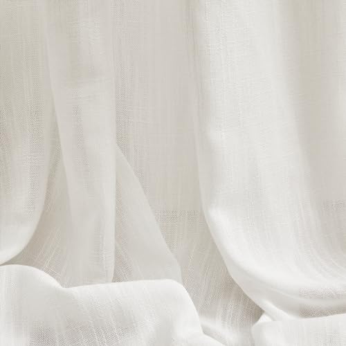 Short Curtains for Bedroom Small Windows (50"W x 54"L (Pack of 2) / Beige White)
