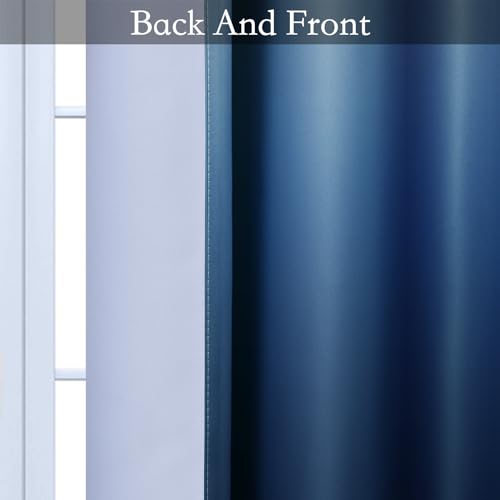 Ombre Gradient Blue White to Gray Curtains for Bedroom (52"W x 84"L (Pack of 1) / Blue and White)