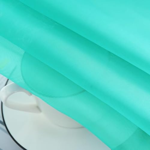 Sheer Voile Window Treatment Rod Pocket Curtain Panels for Kitchen Bedroom Living Room Drapes Sunlight Filtering Privacy Semi Home Decor Assorted Colors Sizes (Turquoise / 52"W x 72"L (Pack of 2))