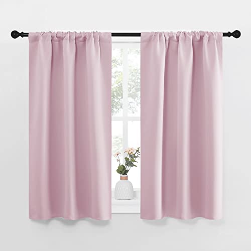 Kitchen Curtains Thermal Insulated Curtains & Drapes (Baby Pink / 34"W x 45"L (Pack of 2))