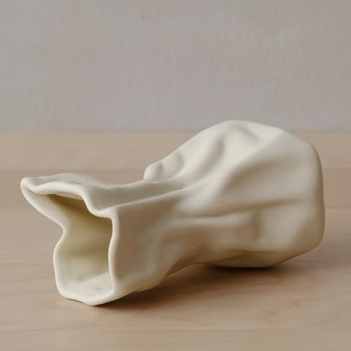 Crinkle Paper Bag Vase (Matte Crème)