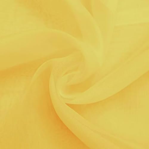 Yellow Sheer Curtains 4 Panels Rod Pocket Semi (Yellow / 52"W x 72"L (Pack of 4))