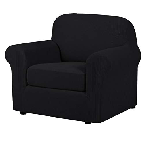 2 Piece Stretch Stylish Furniture Cover (Small / Black)