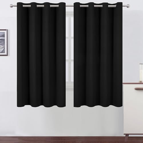 Black Blackout Curtains 66 x 63 Inch Length (Black / 66"W x 63"L (Pack of 2))