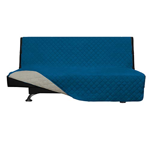 Reversible Couch Cover (Peacockblue/Beige / Large Futon)