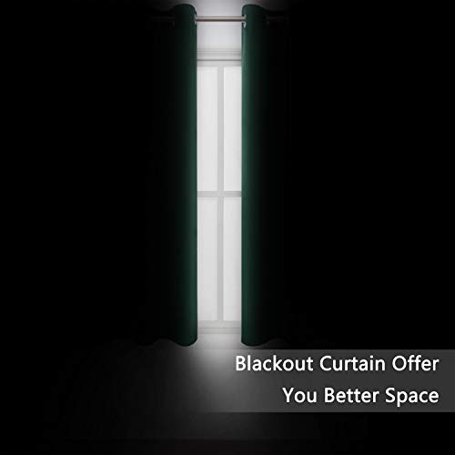 Dark Green Thermal Blackout Curtains (Green / 42"W x 72"L (Pack of 2))
