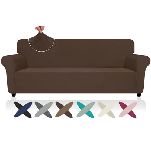 Oversized Super Stretch Couch Cover (- Coffee / X-Large (92"-115"))