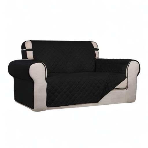 Reversible Quilted Couch Covers for Dogs Loveseat Sofa Cover 46.5” (Medium / Black/Black)