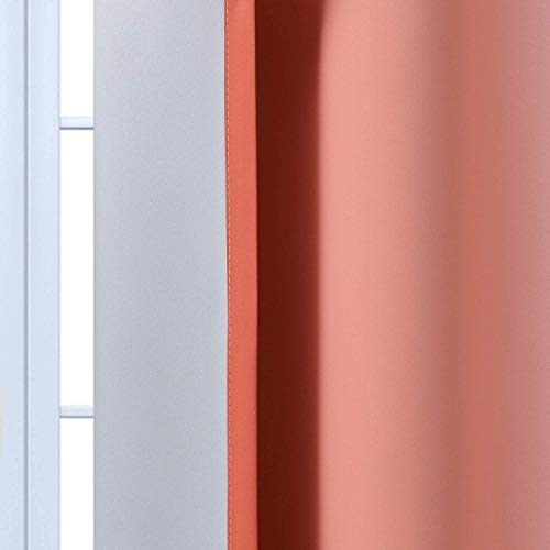 Ombre Curtains Coral and Greyish White for Living Room (52"W x 84"L (Pack of 2) / Coral)