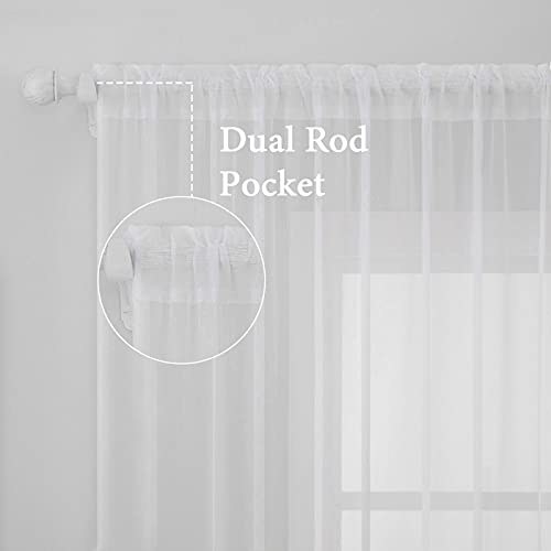 2 Panels White Sheer Curtains for Living Room 70 X 90 Inches (White / 70"W x 90"L (Pack of 2))
