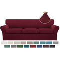 4 Piece Sofa Covers For 3 Cushion Couch Sofa Slipcover Soft Couch Cover For Dogs (XL Sofa (3 Cushion) / Burgundy)