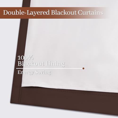 100% Blackout Curtains 52x96 Chocolate Brown Window Drapes (Chocolate Brown / 52"W x 96"L (Pack of 2))