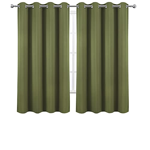 Olive Green Blackout Curtains 66 x 63 Inch Length (Olive Green / 66"W x 63"L (Pack of 2))