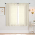 Cream Window Sheer Curtains 45 Inches Length (42"W x 45"L (Pack of 2) / Cream)
