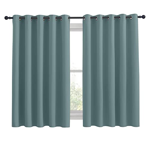 Thermal Insulated Greyish Blue Blackout Curtains for Bedroom (Greyish Blue / 70"W x 63"L (Pack of 2))