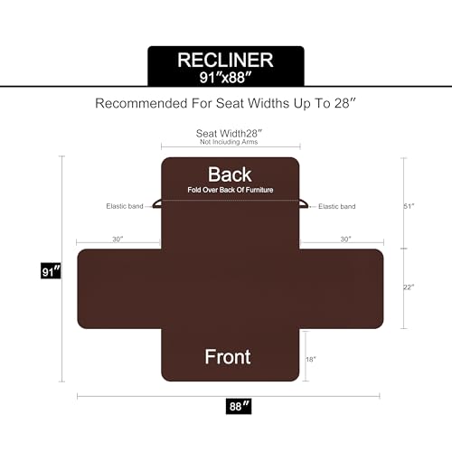 Reversible Recliner Chair Covers (Chocolate/Taupe / 28''recliner-oversized)