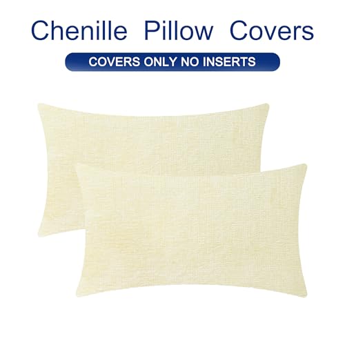 Decorative Couch Throw Pillow Covers 20 X 12 Inches Beige (20" x 12" (Pack of 2) / Beige)