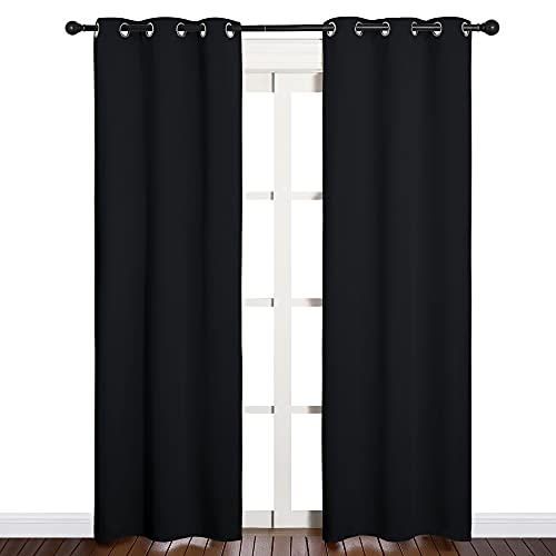 Black Blackout Curtains for Cafe 34" Wide x 84" Long 2 Panels (Black / 34"W x 84"L (Pack of 2))
