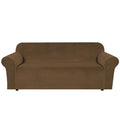 Stretch Velvet Sofa Covers for 3 Cushion Couch Covers Furniture Protector Soft with Non Slip Elastic Bottom (Bronze Brown / Sofa L)