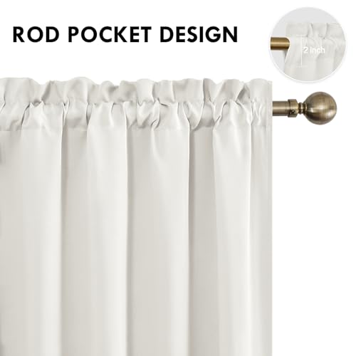 Blackout Curtains for Bedroom Living Room 52 x 54 Inch Long Ivory (Ivory / 52"W x 54"L (Pack of 2))