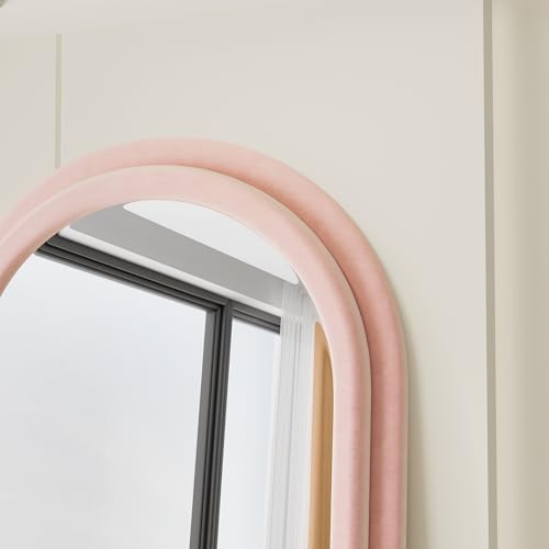 Floor Mirror Full Length Mirror with Stand (Arched - Pink)
