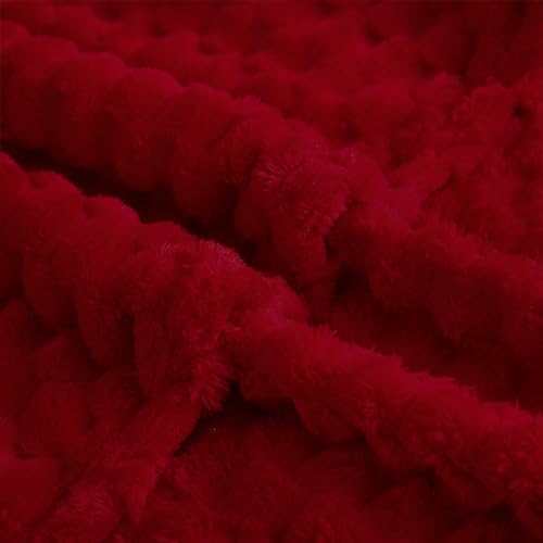Red Throw Blanket 50"×70" inches Gifts for Mom Fuzzy 3D Jacquard Decorative (Red / 50"×70”)
