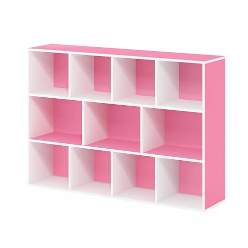 LUDER Book Shelf (White/Pink / 11-Cube)