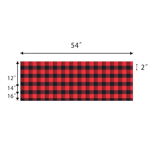 Short Curtains For Windows Treatment Buffalo Check Plaid Christmas Valances Gingham 1 Panel Tiers Rod Pocket Red and Black Decor Small Curtains Over Sink For Kitchen (54"W x 16"L (Pack of 1) / Red and Black)