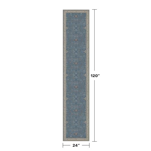 Non Slip 10ft Long Hallway Runner Rug Blue (2' x 10' (Runner) / Dusty Blue)